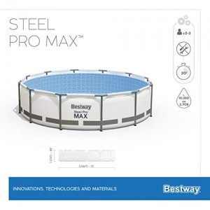 Bestway® Steel Pro MAX™ Aufstellpool Komplett-Set mit Filterpumpe Ø 366 x 122 cm, grau, rund - 12