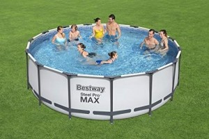 Bestway® Steel Pro MAX™ Aufstellpool Komplett-Set mit Filterpumpe Ø 457 x 122 cm, grau, rund - 2