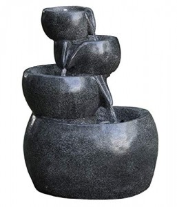 Dehner Gartenbrunnen Bowl mit LED Beleuchtung, ca. 66 x 49 x 42 cm, Polyresin, grau - 2
