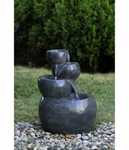 Dehner Gartenbrunnen Bowl mit LED Beleuchtung, ca. 66 x 49 x 42 cm, Polyresin, grau - 3