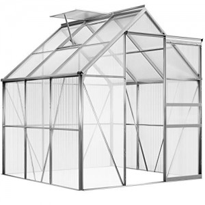 Deuba Aluminium Gewächshaus 3,7m² 190x195cm inkl. Dachfenster Treibhaus Gartenhaus Frühbeet Pflanzenhaus Aufzucht 5,85m³ - 6