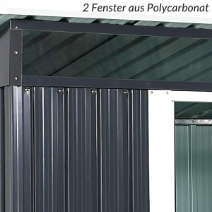 Gardebruk L Metall Gerätehaus 3,4m³ mit Fundament 196x122x180cm 2 Fenster Anthrazit Geräteschuppen Gartenhaus - 4
