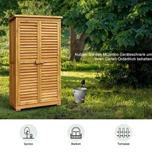 MCombo Gartenschrank Geräteschuppen Werkzeugschrank Outdoor-Schrank Gartenbox 0870 aus Holz Natur, 47 X 87 X 160 cm - 9