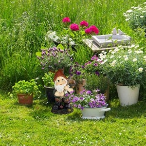 Relaxdays Gartenzwerg mit Eichelkörbchen, wetterfest & frostsicher, Garten & Beet, klassisches Design, Gartenfigur, bunt - 5