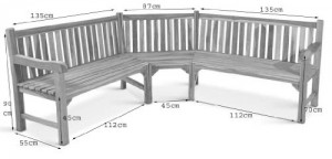 SAM Gartenbank, Eckbank, Sitzbank aus Teak-Holz 210 x 210 cm, Massivholz, für 6 Personen, für Balkon, Terrasse oder Garten - 4