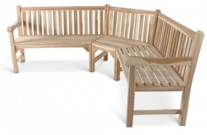 SAM Gartenbank, Eckbank, Sitzbank aus Teak-Holz 210 x 210 cm, Massivholz, für 6 Personen, für Balkon, Terrasse oder Garten - 1