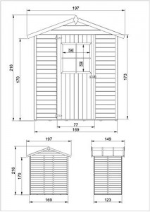 TIMBELA Gartenhaus aus Holz - Holz imprägniert - Lagerraum mit Boden - H216 x 198 x 149 cm / 2,1 m2 Naturholz Shiplap-Schuppen - Fahrradwerkzeugschuppen M301I - 5