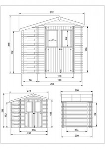 TIMBELA Gartenhaus Holz Mit Brennholzschuppen M386C - Geräteschuppen Holz B272xL206xH218 cm/ 3,53 + 0,97 m2 Lagerschuppen - Fahrradgarage Holz Wasserfestes Dach - 4