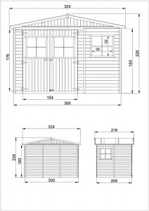 TIMBELA Holz Gartenschuppen - Abstellkammer mit Fenstern - H226x318x220 cm/6 m² Naturholz-Shiplap-Schuppen - Gartenwerkstatt - Fahrrad- Geräteschuppen M334 - 5