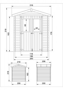 TIMBELA Holzhaus Gartenhaus M343C - Gartenschuppen Holz B216xL206xH218 cm/ 3.53 m2 Lagerschuppen für Garten - Fahrrad Schuppen - Wasserfestes Dach - 6