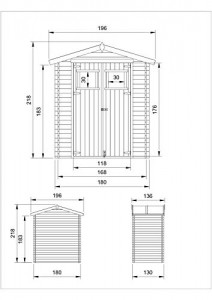 TIMBELA Holzhaus Gartenhaus M367+M367G - Gartenschuppen Holz mit Boden Imprägnierte B196xL136xH218 cm/ 1.98 m2 Lagerschuppen für Garten - Fahrrad Schuppen - Wasserfestes Dach - 4