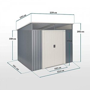 wasabi Stark Gartenhaus aus Metall, Grau Pequeña: 4,6 m2 grau - 4