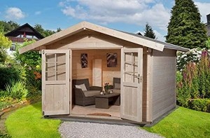 Alpholz Gartenhaus Elvis aus Holz Gartenhaus mit 28 mm Wandstärke Holzhaus mit Fussboden und Fundamenthölzer Blockbohlenhaus Satteldach - 3