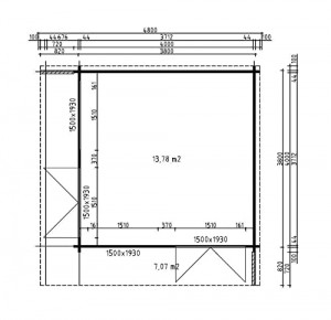 Carlsson Gardenlounge Viva A Gartenhaus aus Holz Holzhaus Wandstärke: 44 mm Inklusive: Schleppdach Blockbohlenhaus - 2