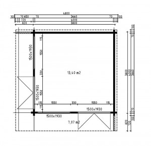 Carlsson Gardenlounge Viva A Gartenhaus aus Holz Holzhaus Wandstärke: 44 mm Inklusive: Schleppdach Blockbohlenhaus - 3