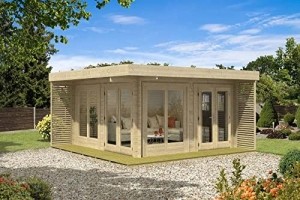 Carlsson Gardenlounge Viva A Gartenhaus aus Holz Holzhaus Wandstärke: 44 mm Inklusive: Schleppdach Blockbohlenhaus - 1