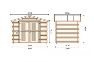 Fonteyn Gartenhaus/Blockhütte Alicia Satteldach 300 x 200 cm Hochdruck-Imprägniert - 2