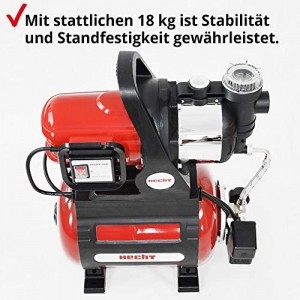 Hecht Hauswasserwerk (Brandneu) – 1100 Watt – Wasserpumpe – max. 8 m selbstansaugend – max. 4,5 bar Förderdruck – 4600 l/h Förderleistung – 24 Liter Druckkessel – Abschaltautomatik – Filter – leise - 2