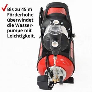 Hecht Hauswasserwerk (Brandneu) – 1100 Watt – Wasserpumpe – max. 8 m selbstansaugend – max. 4,5 bar Förderdruck – 4600 l/h Förderleistung – 24 Liter Druckkessel – Abschaltautomatik – Filter – leise - 3