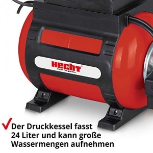 Hecht Hauswasserwerk (Brandneu) – 1100 Watt – Wasserpumpe – max. 8 m selbstansaugend – max. 4,5 bar Förderdruck – 4600 l/h Förderleistung – 24 Liter Druckkessel – Abschaltautomatik – Filter – leise - 4