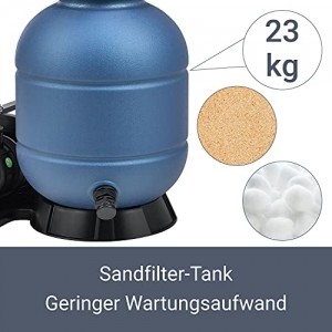 Juskys Sandfilteranlage PSFA20A 10 m³/h – Pool Filteranlage mit 4-Wege Ventil, Druckanzeige & 23 kg Sand-Tank - Ø 32/38 mm - Poolfilter Poolpumpe Sandfilter - 5