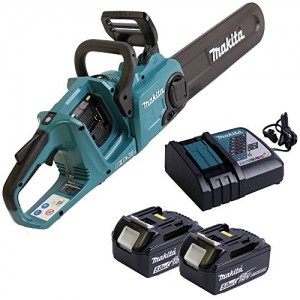 Makita DUC353Z Doppel-Akku-Kettensäge + 2x Akku BL1850B Li-Ion 18.0V 5.0Ah + DC18RC Schnell-Ladegerät 7.2 V - 18 V - 1