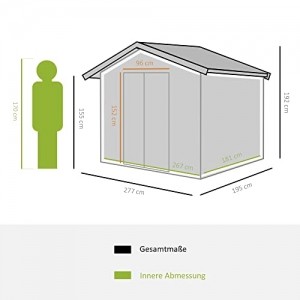 Outsunny Gerätehaus mit Fundament Geräteschuppen Gartenhaus Garten Schuppen Metall Grau 277 x 195 x 192 cm - 3