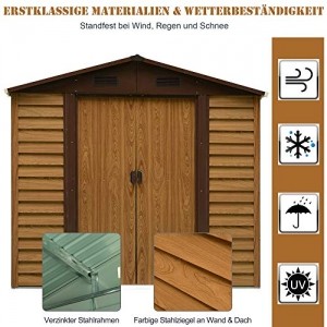 Outsunny Geräteschuppen Geräteschrank Schuppen Gerätehaus Gartenhaus Holzmaserungsimitat+Kaffee L152 x B235,7 x H208,7 cm - 4