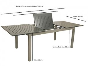 DEGAMO Ausziehtisch BAJAZZO 175/245x100cm, Aluminium grau - 4