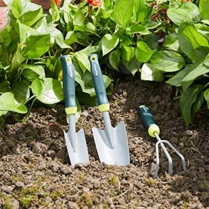 Amazon Basics - Gartenwerkzeug-Set, 3-teilig, mit Kelle, Umpflanzkelle und Handharke - 6