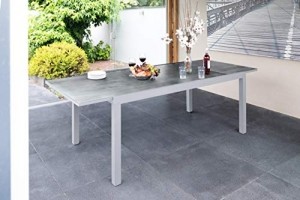 greemotion Ausziehtisch Monza, Glastischplatte, Keramiklook, 160/240 x 75 x 90cm, Silber / Grau - 3