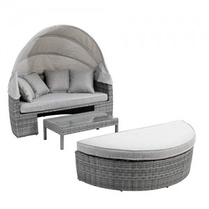 greemotion Sonneninsel Bali, Lounge-Insel aus Polyrattan, ca. 160 x 150 x 140 cm, Anthrazit, Grau - 1