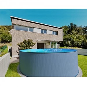 Summer Fun Stahlwandpool rund anthrazit 120 cm Tiefe - Innenhülle blau 300x120 cm - 2