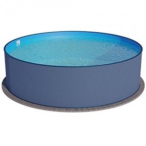 Summer Fun Stahlwandpool rund anthrazit 120 cm Tiefe - Innenhülle blau 300x120 cm - 1