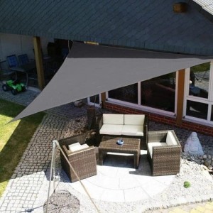KIKILIVE Sonnensegel Dreieckig Wasserdicht 3.6 x 3.6m, Sonnenschutz Balkon Garten mit 95% UV-Block mit Atmungsaktiv, Reißfestigkeit, Windschutz und Befestigungsseilen, Beige - 7