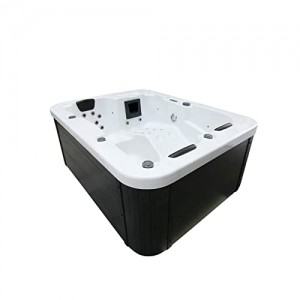 HOME DELUXE - Outdoor Whirlpool - White Marble Pure - Maße: 210 x 160 x 85 cm - Inkl. Heizung, 27 Massagedüsen und 9 Lichtquellen | Jacuzzi Außen Whirlpool Spa für 3 Personen - 3