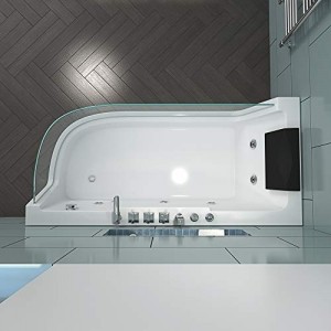 Home Deluxe - Whirlpool Badewanne - CARICA Rechts weiß mit Heizung und Massage - Maße: 170 x 80 x 59 cm | Eckwanne, Indoor Jacuzzi - 5