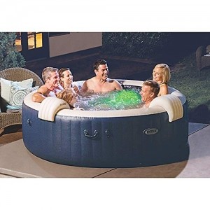 Intex Pure Spa Außen-Whirlpool 85 Bubble Massage für 6 Personen Ø x H: 216 x 71 cm, Kalkschutzsystem 10 W, Laminiertes Vinyl, Navy - 5